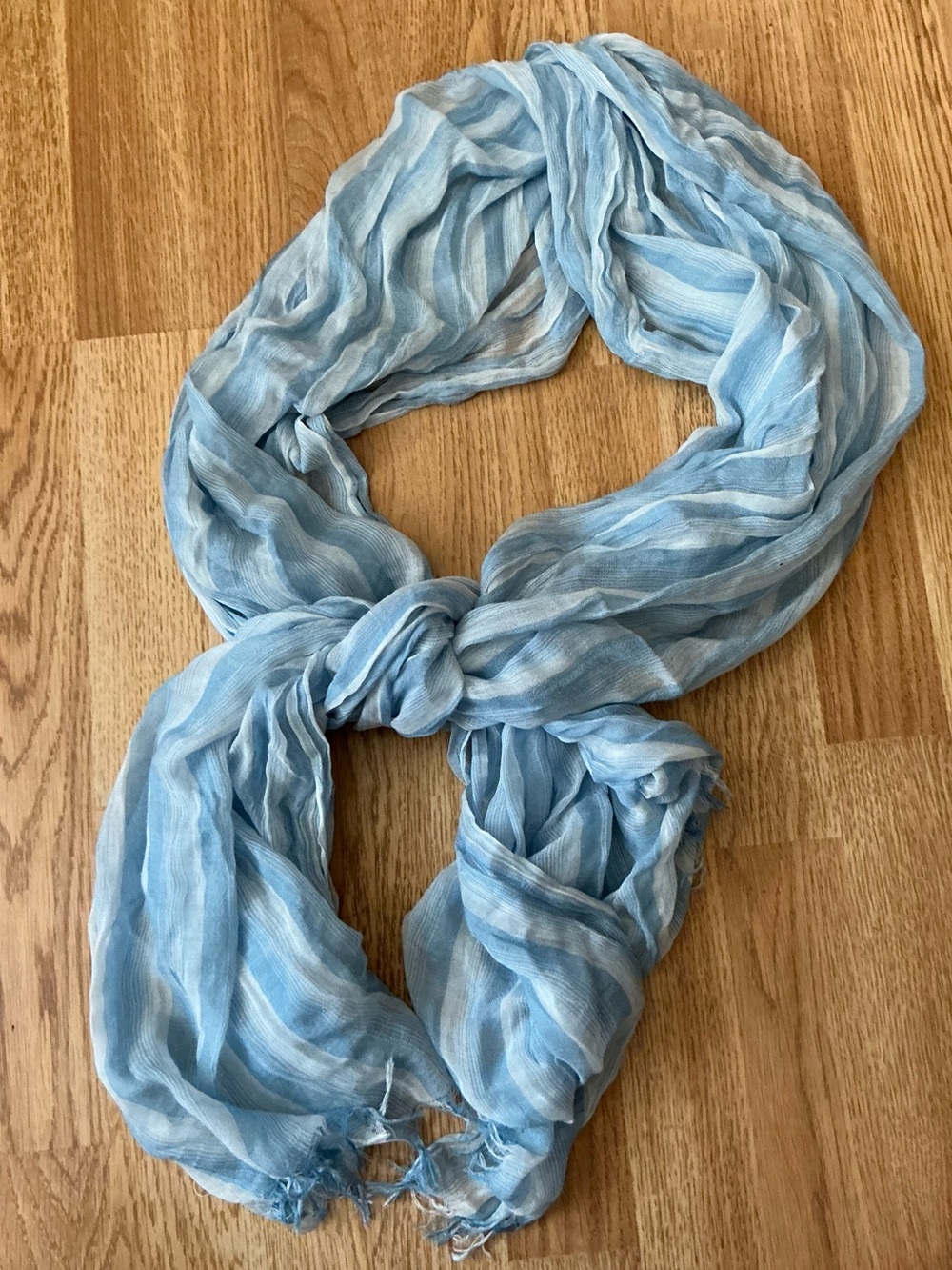 Light Blue Striped Women's Scarf - Avenue 9 - Polyester